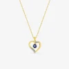 Collier cœur or jaune 375‰, rhodium et saphir SO OR