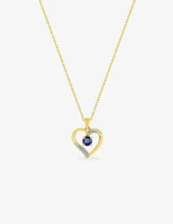 Collier cœur or jaune 375‰, rhodium et saphir SO OR