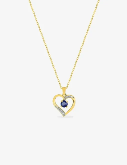 Collier cœur or jaune 375‰, rhodium et saphir SO OR
