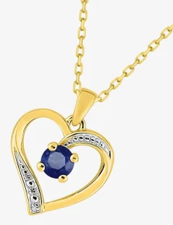 Collier cœur or jaune 375‰, rhodium et saphir SO OR