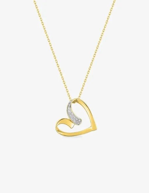 Collier cœur oxydes de zirconium en or jaune 375 ‰ SO OR