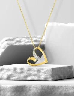 Collier cœur oxydes de zirconium en or jaune 375 ‰ SO OR