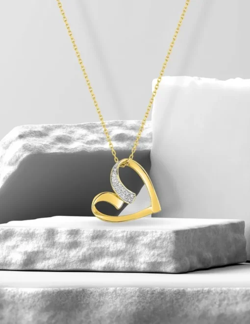 Collier cœur oxydes de zirconium en or jaune 375 ‰ SO OR