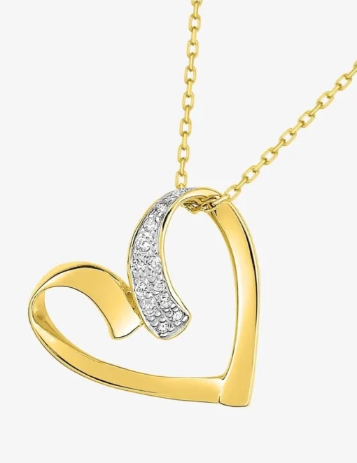 Collier cœur oxydes de zirconium en or jaune 375 ‰ SO OR