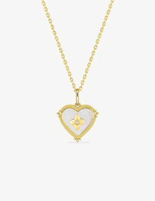 Collier cœur plaqué or, nacre et oxyde de zirconium SO OR
