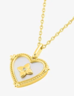Collier cœur plaqué or, nacre et oxyde de zirconium SO OR