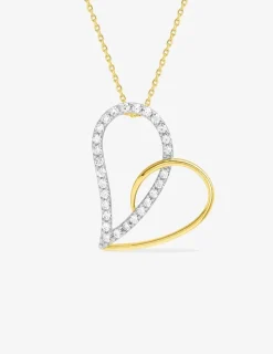 Collier cœur plaqué or, oxydes de zirconium et rhodium SO OR