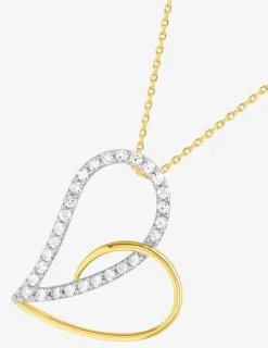 Collier cœur plaqué or, oxydes de zirconium et rhodium SO OR