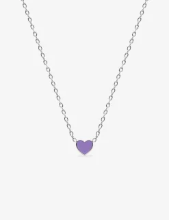 Collier cœur violet argent 925‰ rhodié et laque SO OR