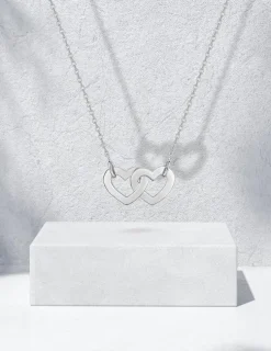 Collier cœurs entrelacés en argent 925 ‰ rhodié SO OR