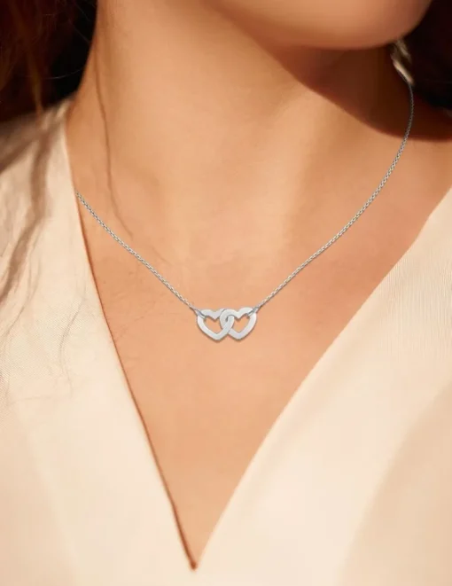 Collier cœurs entrelacés en argent 925 ‰ rhodié SO OR