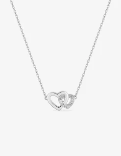 Collier cœurs entremêlés argent 925‰ rhodié et oxydes de zirconium SO OR