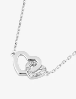 Collier cœurs entremêlés argent 925‰ rhodié et oxydes de zirconium SO OR