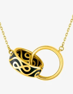 Collier deux anneaux Lorever Or jaune 375‰ et laque noir de jais SO OR