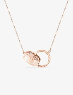 Collier deux anneaux Lorever Or rose 375‰ et laque ivoire SO OR