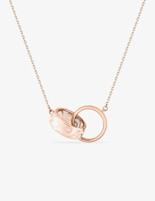 Collier deux anneaux Lorever Or rose 375‰ et laque ivoire SO OR