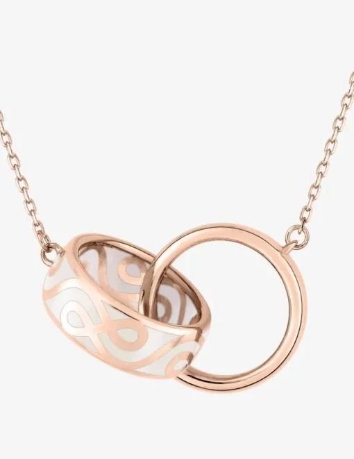 Collier deux anneaux Lorever Or rose 375‰ et laque ivoire SO OR