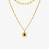 Collier double acier doré et pendentif lapis-lazuli bleu SO OR