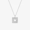 Collier double carré argent 925‰ rhodié et oxydes de zirconium SO OR