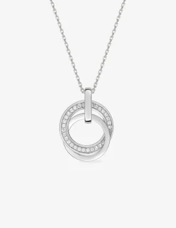 Collier double cercle argent 925‰ rhodié et oxydes de zirconium SO OR