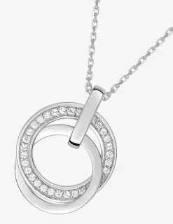 Collier double cercle argent 925‰ rhodié et oxydes de zirconium SO OR