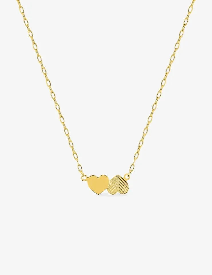 Collier double cœur fantaisie or jaune 375‰ SO OR