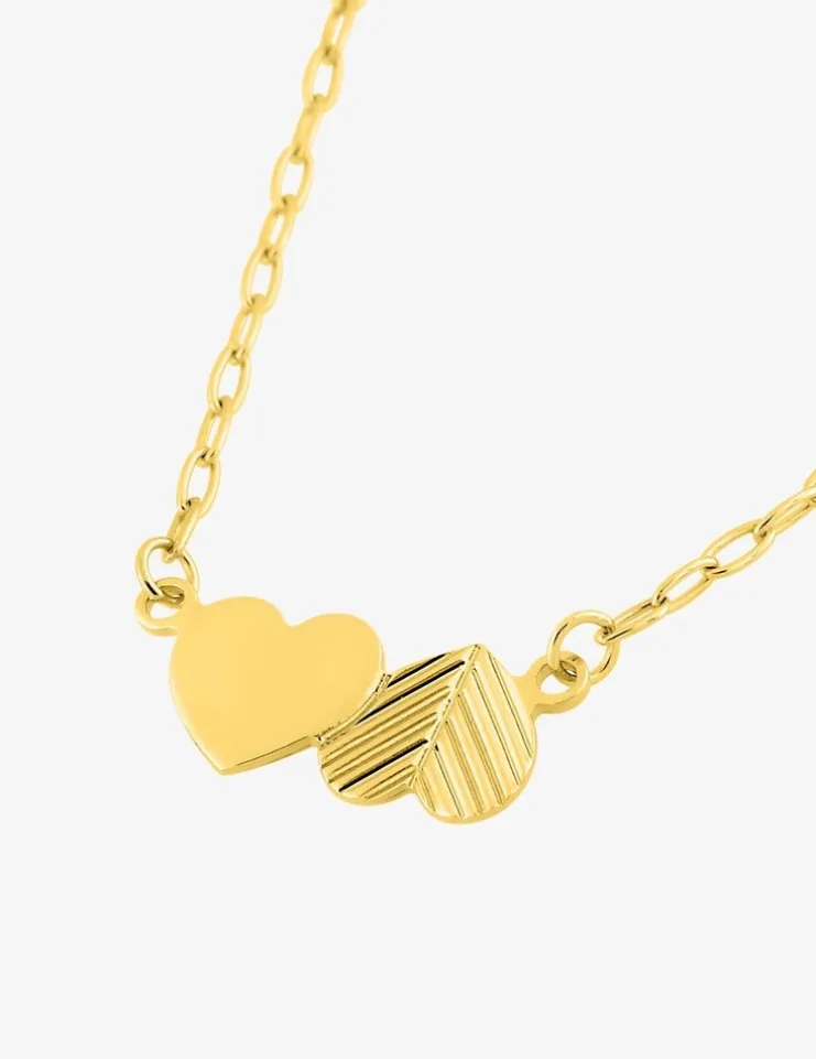 Collier double cœur fantaisie or jaune 375‰ SO OR