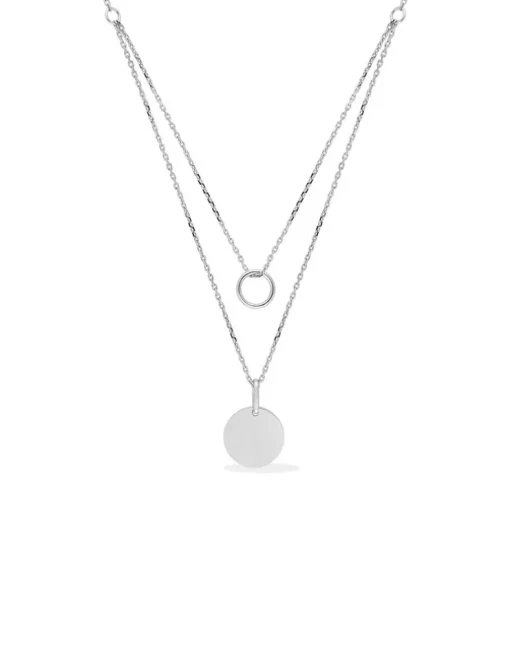 Collier double en argent 925 ‰ rhodié et breloques gravables SO OR