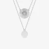 Collier double rang jetons argent 925‰ rhodié et oxydes de zirconium SO OR