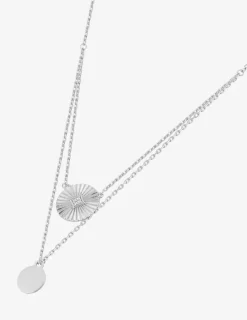Collier double rang jetons argent 925‰ rhodié et oxydes de zirconium SO OR