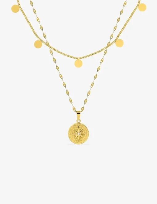 Collier double rangs en acier doré et cristal blanc SO OR