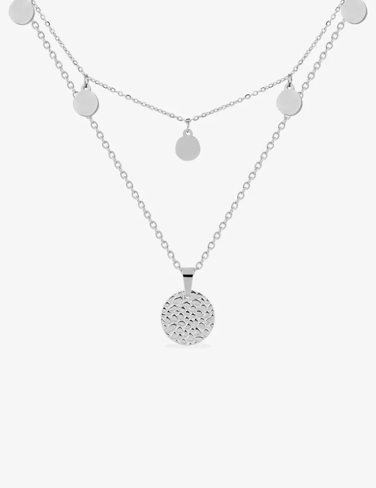 Collier double rangs et pendentif en acier SO OR