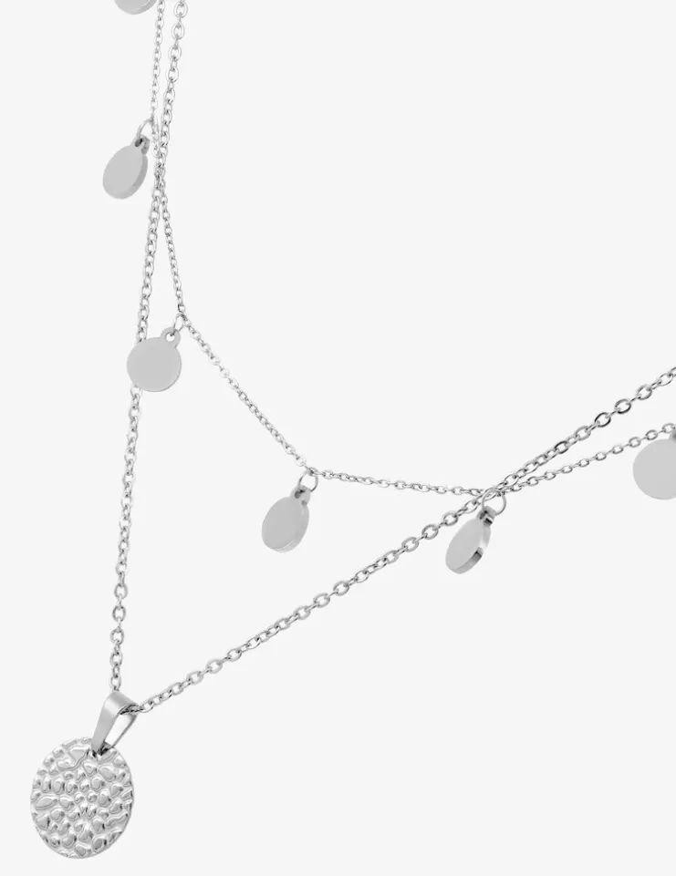 Collier double rangs et pendentif en acier SO OR