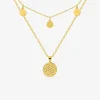 Collier double rangs et pendentif en acier doré SO OR