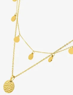 Collier double rangs et pendentif en acier doré SO OR