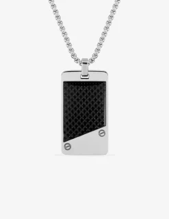 Collier en acier avec plaque rectangulaire en carbone SO OR