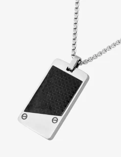 Collier en acier avec plaque rectangulaire en carbone SO OR