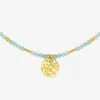 Collier en acier doré, amazonites et boules de verre doré SO OR