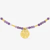 Collier en acier doré, améthyste et boule de verre doré SO OR