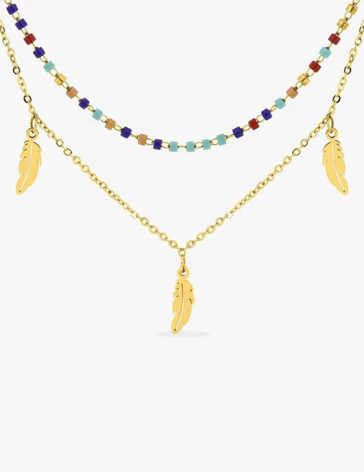 Collier en acier doré et cristaux synthétiques SO OR