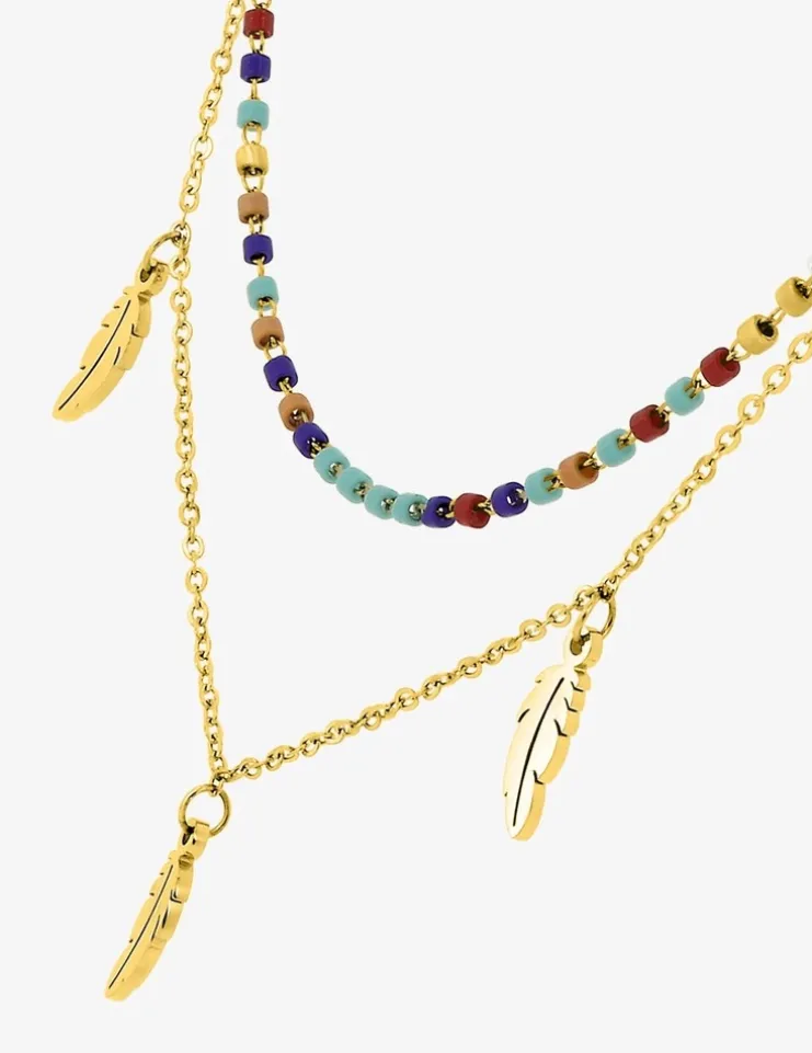 Collier en acier doré et cristaux synthétiques SO OR