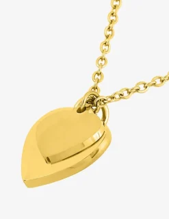Collier en acier doré et deux pendentifs cœurs SO OR