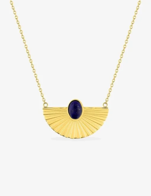 Collier en acier doré et lapis lazuli bleue SO OR