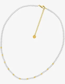 Collier en acier doré et perles synthétiques SO OR