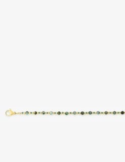 Collier en acier doré, turquoise et boule de verre verte SO OR