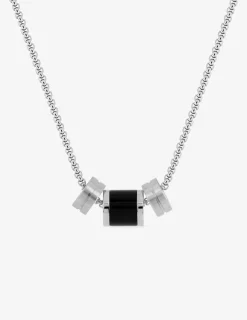 Collier en acier et agate noire pour homme SO OR