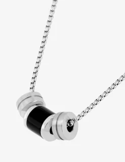 Collier en acier et agate noire pour homme SO OR