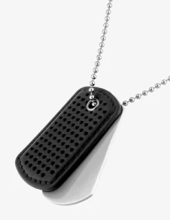 Collier en acier gris et cuir noir SO OR