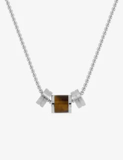 Collier en acier gris et œil de tigre SO OR