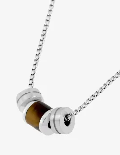 Collier en acier gris et œil de tigre SO OR